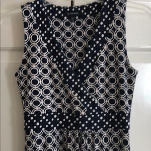 Navy and white sleeveless maxi dress